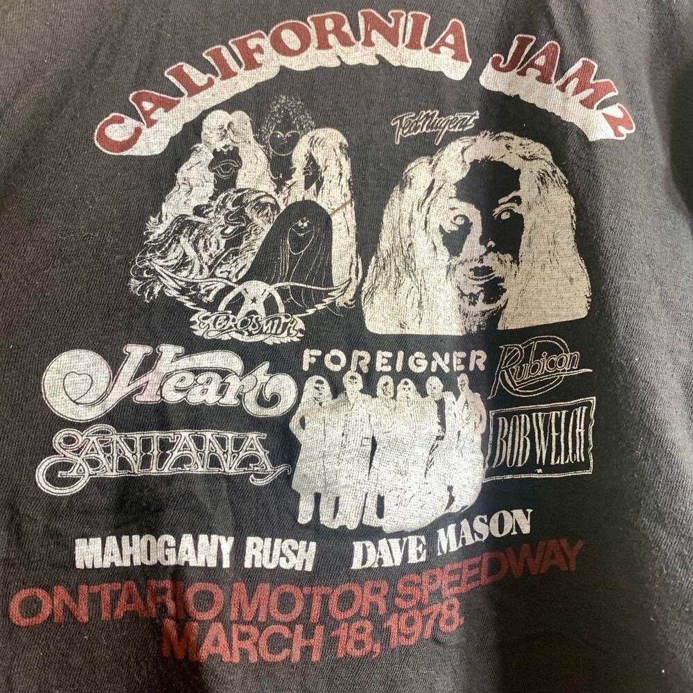 1978 AEROSMITH TED NUGENT HEART SANTANA FOREIGNER California Jam 2 tee shirt XL